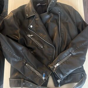 Zara Women’s Brownish/grey Leather Jacket